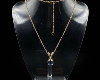 Gold Sapphire Pendant Necklace