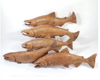 Signed, Childers, Terracotta Fish Wall Plaques Set of Five