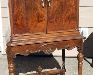 Jacobean Revival 2-Door Cabinet Stand c.1920-1940