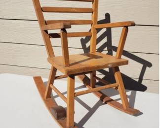 Vintage Children's Musical Wooden Rocking Chair