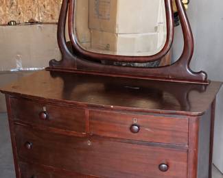 Antique Wooden Bureau with Swivel Mirror