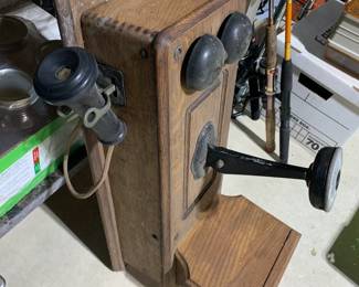 real antique phone, solid oak