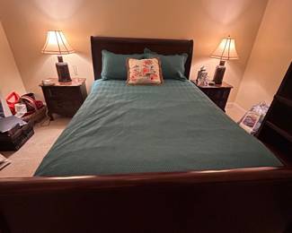 Queen bed, pair of night stands