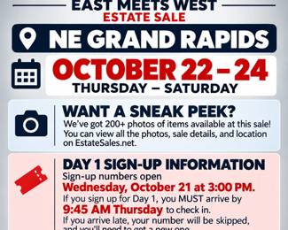 East Meets West Estate Sale Flyer