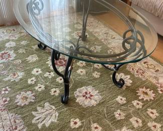 Metal and Glass Coffee Table, Rug