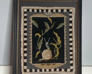 Hand-Hooked Wool Snail Textile Art