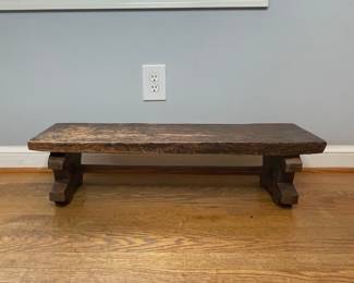 Vintage Rustic Trestle Low Bench