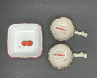 Vintage Japanese Vegetable Motif Ceramic Serving Dishes