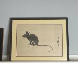 Sumi-e Ink Wash Painting of a Mouse