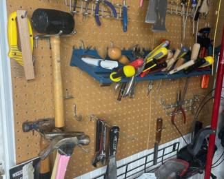 Assorted Hand Tools and Pegboard Organization