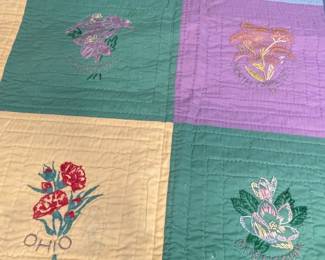 State Flower Embroidered Quilt