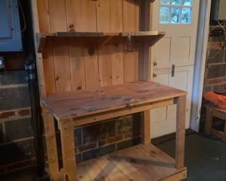 Wooden Potting Bench with Shelving