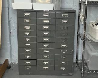 Vintage Industrial 30-Drawer Parts Cabinet