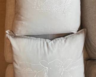 Embroidered Animal Motif Throw Pillows