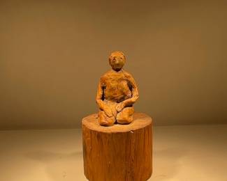 Hand-Carved Wooden Figural Sculpture