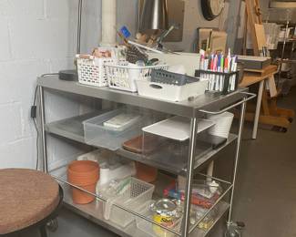 Stainless Steel Kitchen Trolley with Art & Craft Supplies