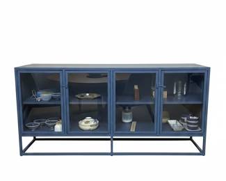 Crate & Barrel Casement Blue Metal Sideboard