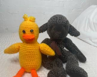 Handmade Crochet Duck and Plush Lamb