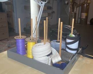 Wooden Ribbon and Spool Dispenser Tray