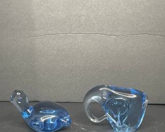 Vintage Blue Glass Animal Figurines