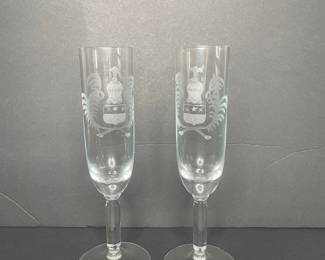 Engraved Heraldic Champagne Flutes
