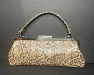 Vintage Snake-Embossed Leather Clutch