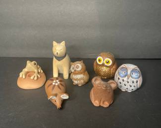 Vintage Ceramic and Wood Animal Figurines