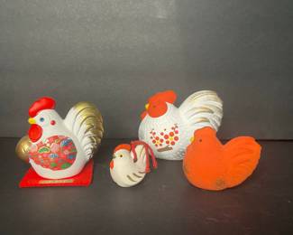 Japanese Zodiac Rooster Figurines
