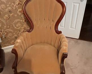Antique Chair Velvet Carved Wood $200
