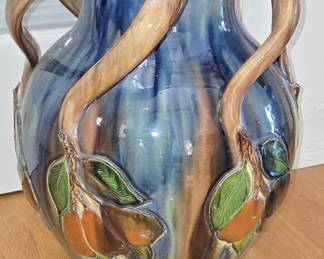 Art Nouveau vase with applied flowers