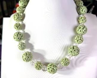 Old carved beads necklace