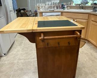 Kitchen island cart with butcher-block top