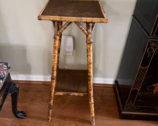 Scorched bamboo plant stand