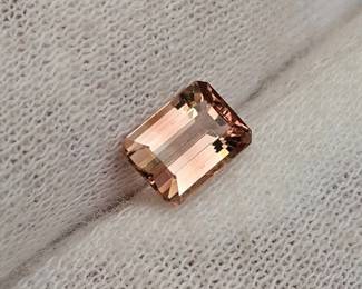Unique and Rare! 1.11 Carat Natural Bi-Color Tourmaline Emerald Cut
