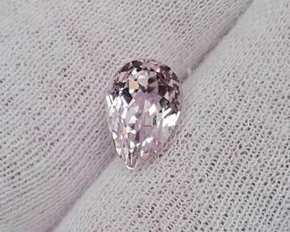 3.77 Carat Natural Lavender-Pink Kunzite Pear Cut