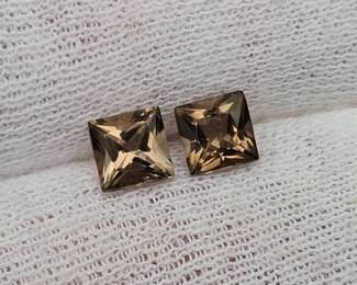 1.27 Carat Total Weight Natural Smoky Quartz Princess Cut Gemstones – Matching Pair