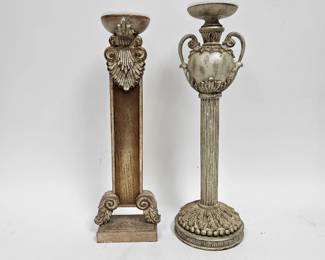 Lot #65 CK065. Pair of Classical Design Candle Holders, Heavy Resin