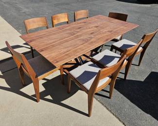 Lot #81 CK081. Copeland Furniture Modern Dining Table with Chairs, Seats 8, Chrome Base