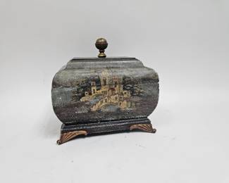 Lot #64 CK064. Michael Handler Faux Aged Lidded Decorator Box, Velvet Lined, Roman Classical Style