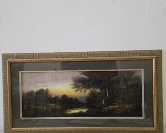 Lot #123 CK183. Original Pastel, Landscape Cottage at Sunset, Unsigned