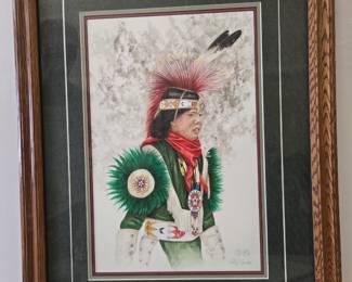 Lot #108 CK168. Original Colored Pencil Drawing, Native American Dancer, by Earl J. Cacho