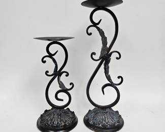 Lot #68 CK068. Pair of Iron Scrolled Leaf Candle Holders