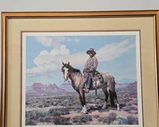 Lot #115 CK175. Lithograph, Native American on Horse, by Ralph Brownell McGrew, Pencil Signed, 411/500