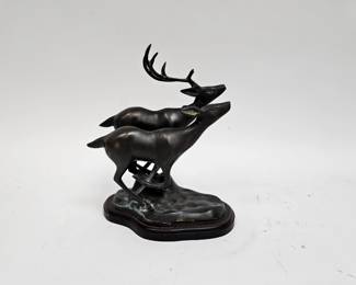 Lot #67 CK067. Decorator Bronze Buck & Doe Deer Sculpture