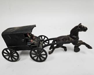 Lot #39 CK039. Antique Cast Iron Amish Horse & Buggy