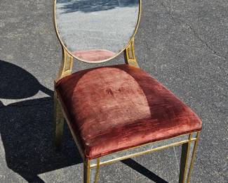 Lot #75 CK075. John Richard Smoked Mirrored Maroon Velvet Seat Vanity Chair, Regency Style