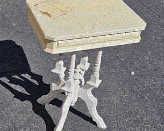Lot #80 CK080. Shabby Chic East Lake Parlor Table, White Crackle Paint