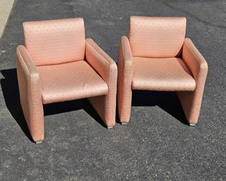 Lot #85 CK085. Pair of Modern Pink Diamond Pattern Side Chairs