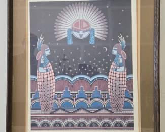 Lot #102 CK162. Lithograph, Corn Maidens, Pencil Signed David Dawangyumptewa (born 1957)