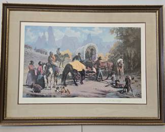 Lot #117 CK177. Lithograph, Native American Family, by Ralph Brownell McGrew, Pencil Signed, 755/N